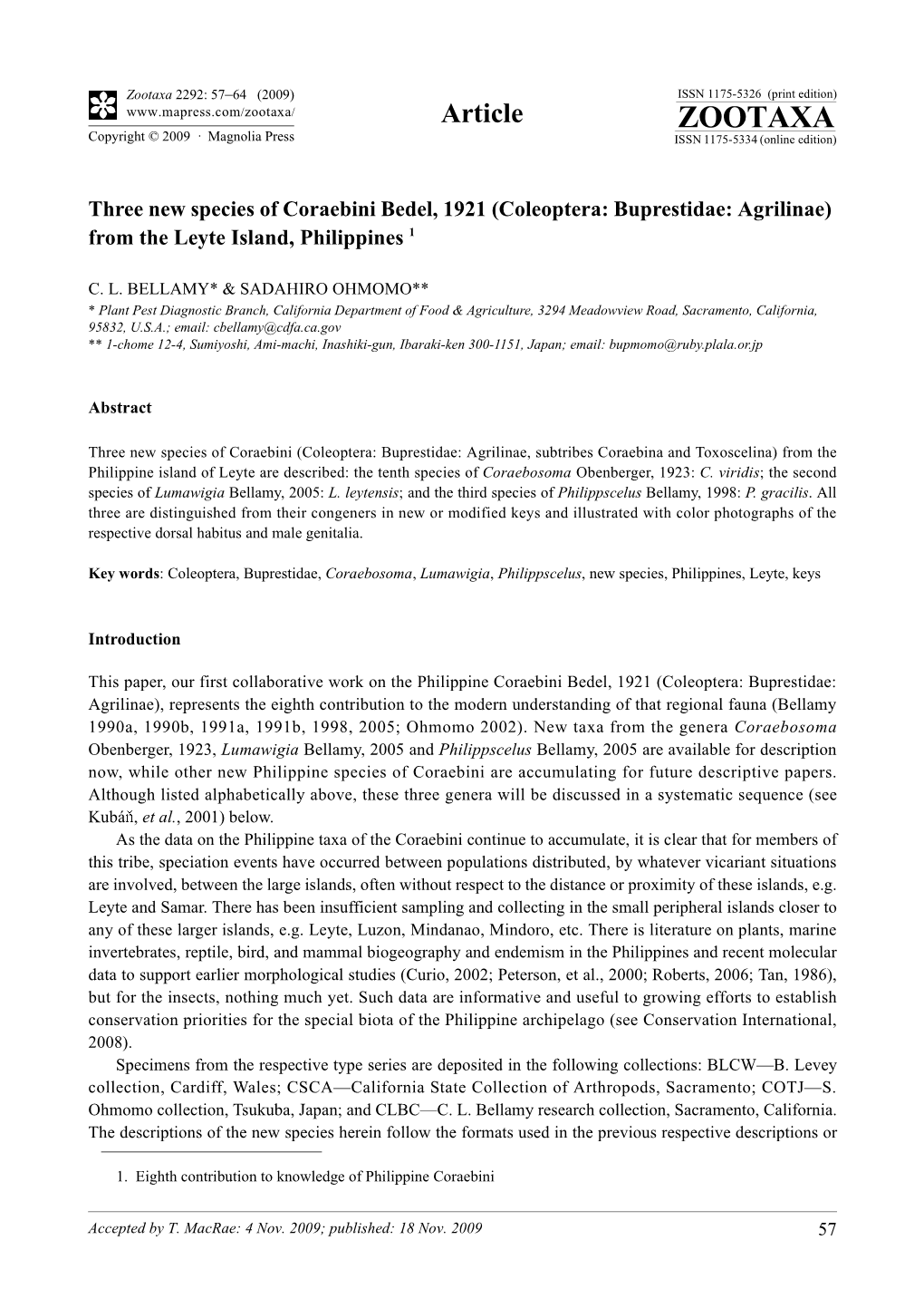 Coleoptera: Buprestidae: Agrilinae) from the Leyte Island, Philippines 1