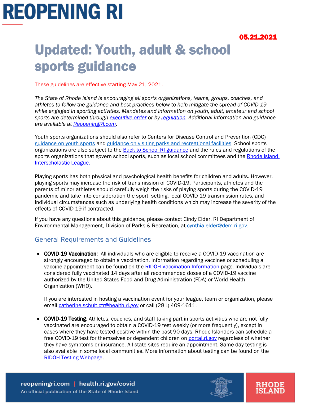 Youth, Adult & School Sports Guidance