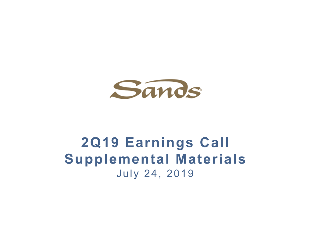 2Q19 Earnings Call Supplemental Materials July 24, 2019 Index – 2Q19 Supplementary Materials