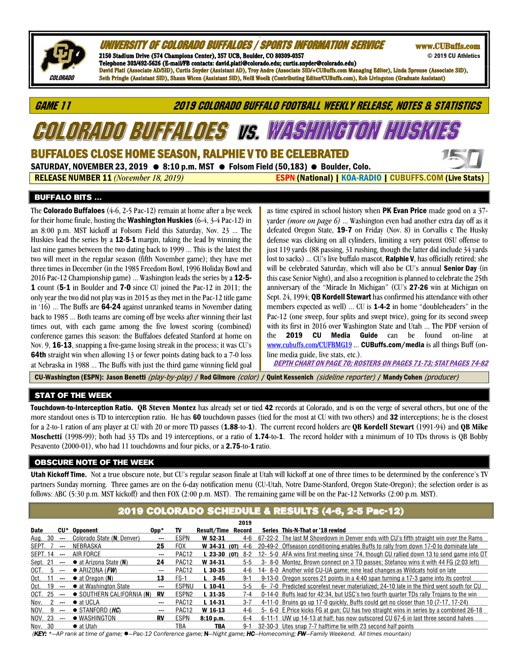 University of Colorado Buffaloes / Sports Information Service