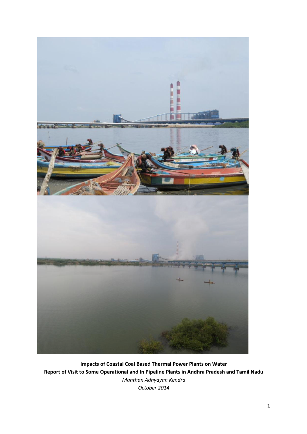 Impacts of Coastal Coal Based Thermal Power Plants on Water