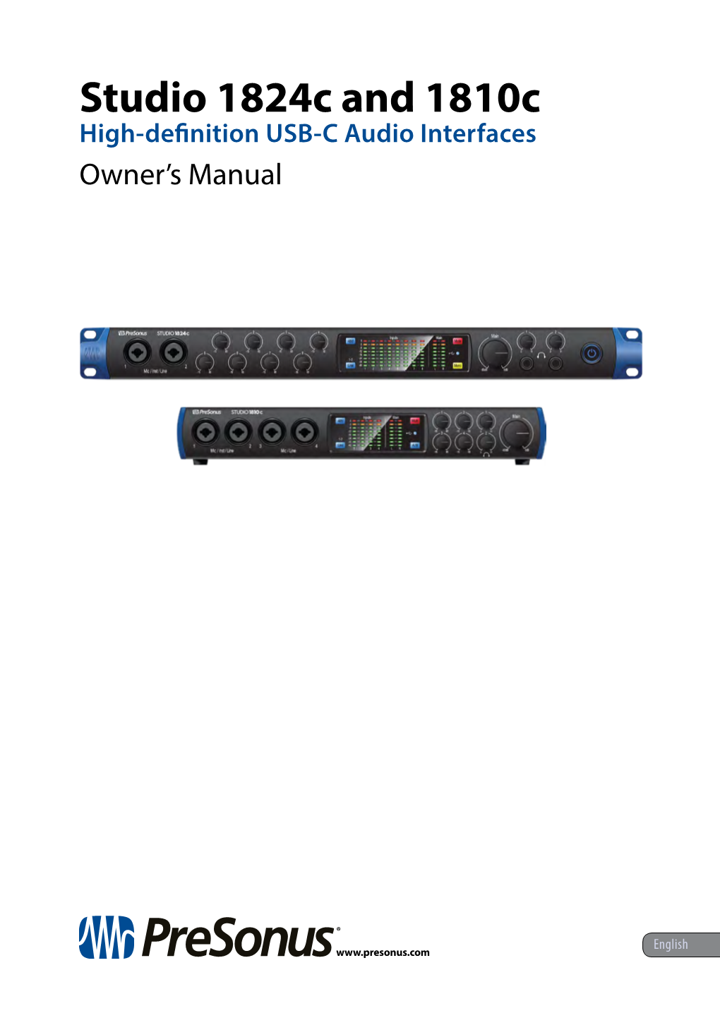 Studio 1824C and 1810C High-Definition USB-C Audio Interfaces Owner’S Manual