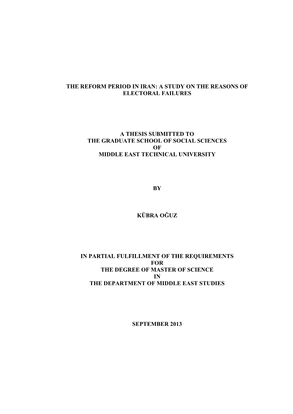 The Reform Period in Iran: a Study on the Reasons of Electoral Failures