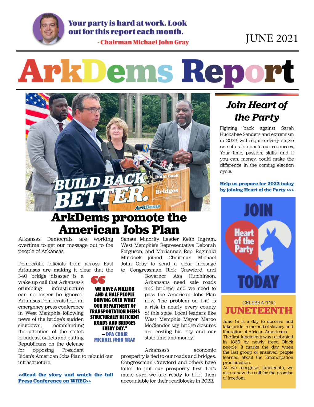 Arkdems Promote the American Jobs Plan