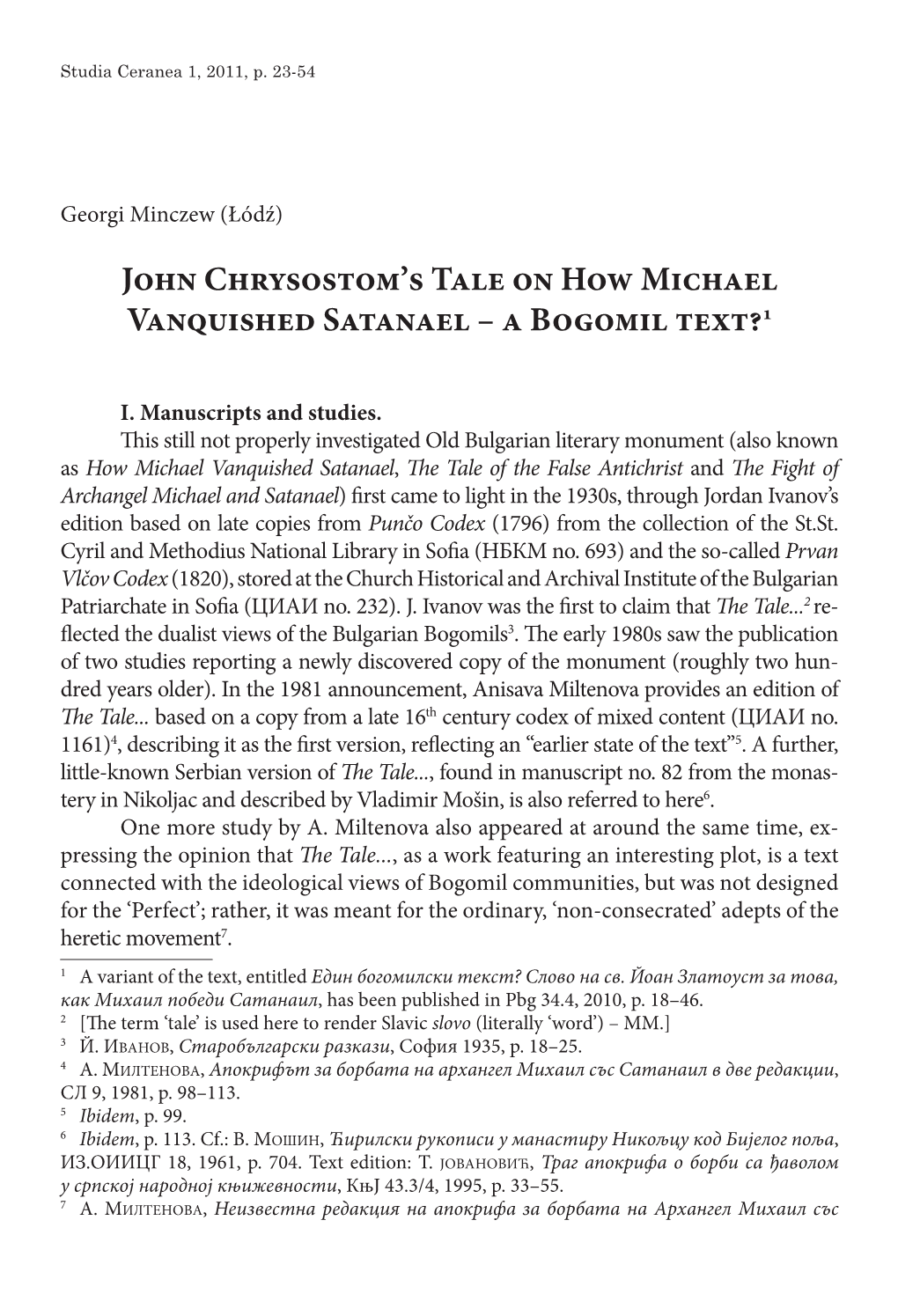 John Chrysostom's Tale on How Michael Vanquished Satanael – A