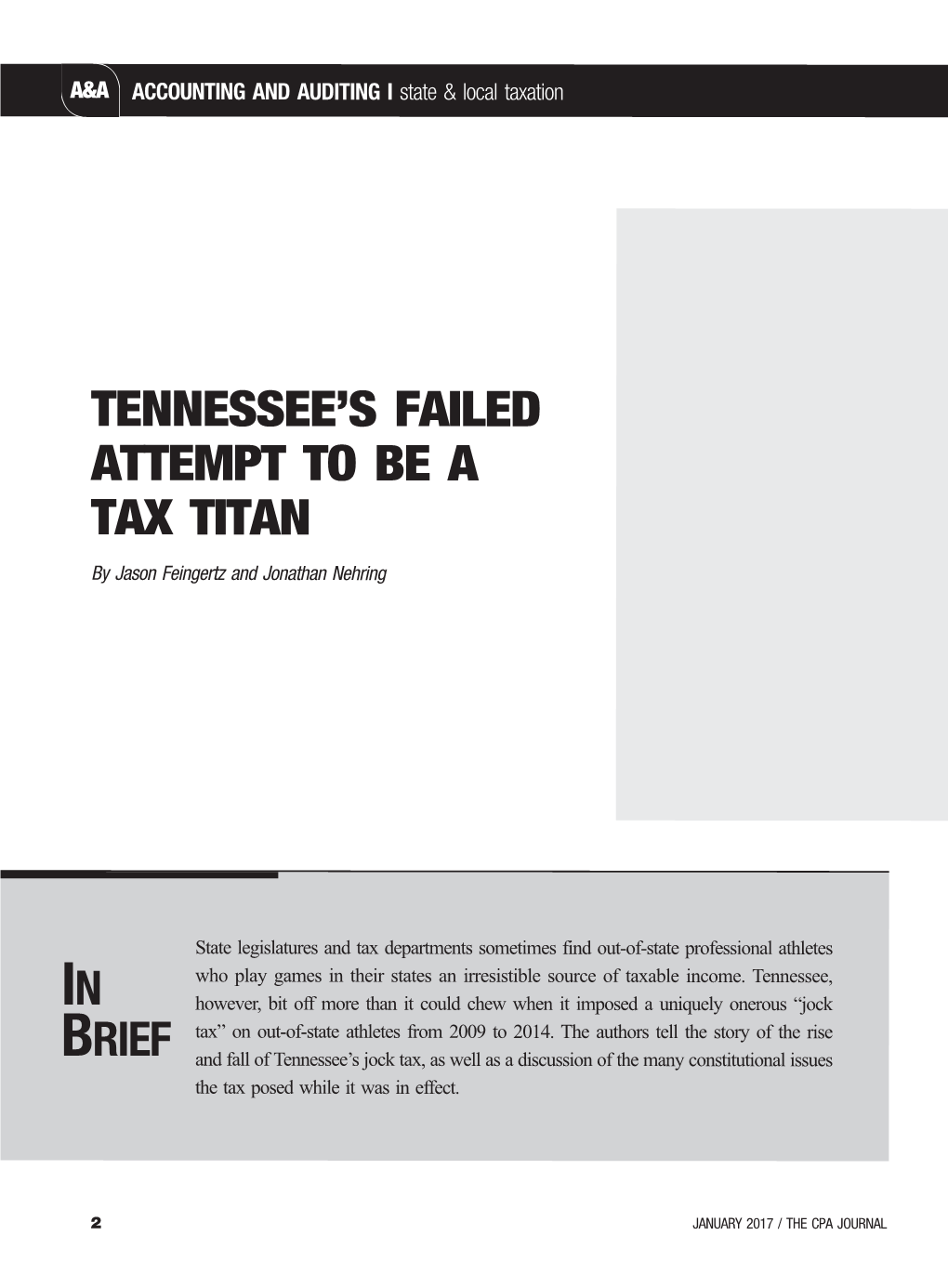 Tennessee's Failed Attempt to Be a Tax Titan.Pdf