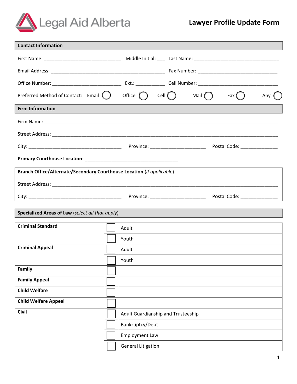 Lawyer Profile Update Form