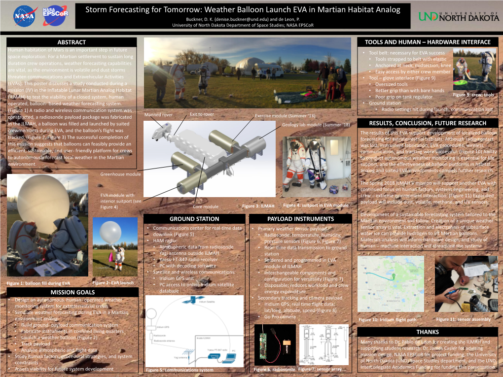 Storm Forecasting for Tomorrow: Weather Balloon Launch EVA in Martian Habitat Analog Buckner, D