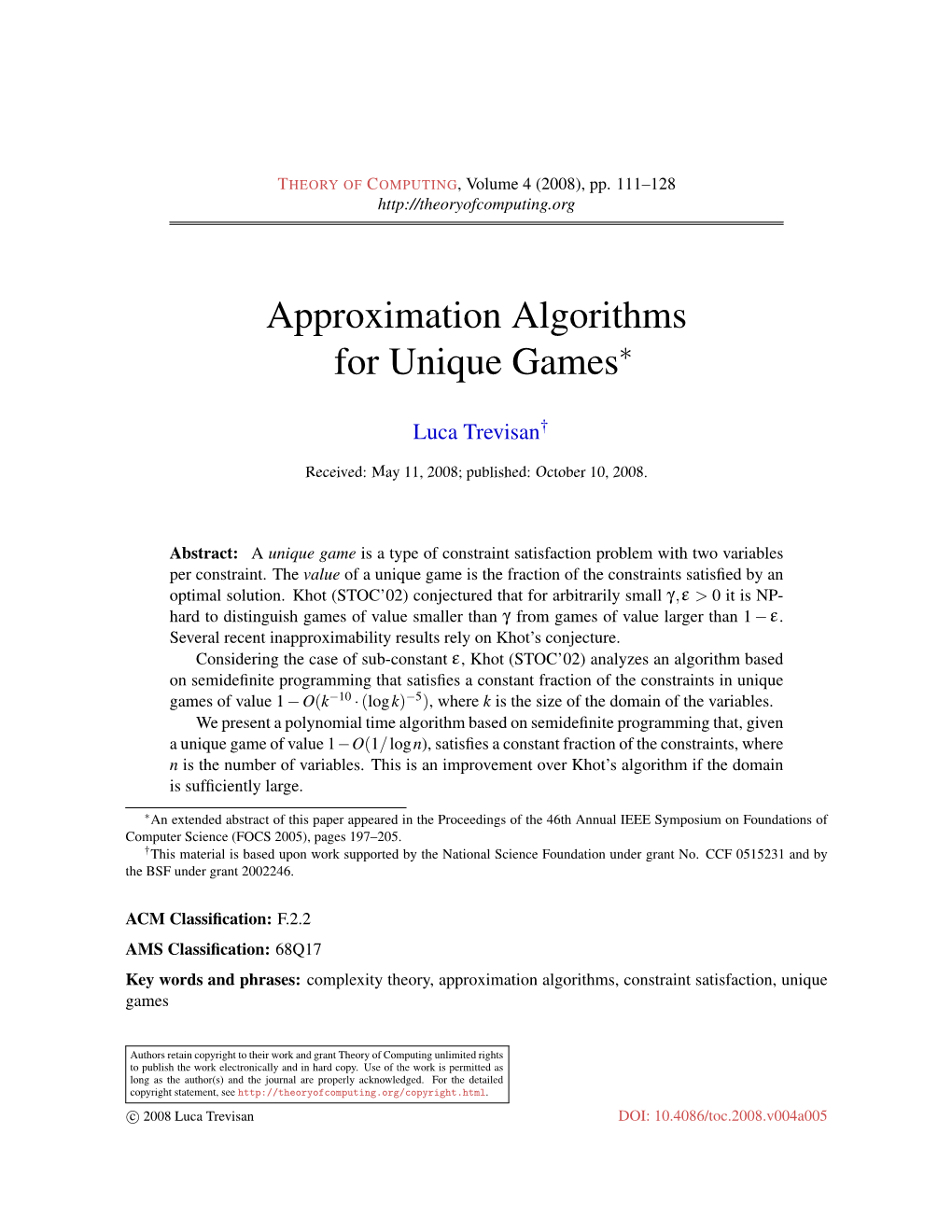 Approximation Algorithms for Unique Games∗