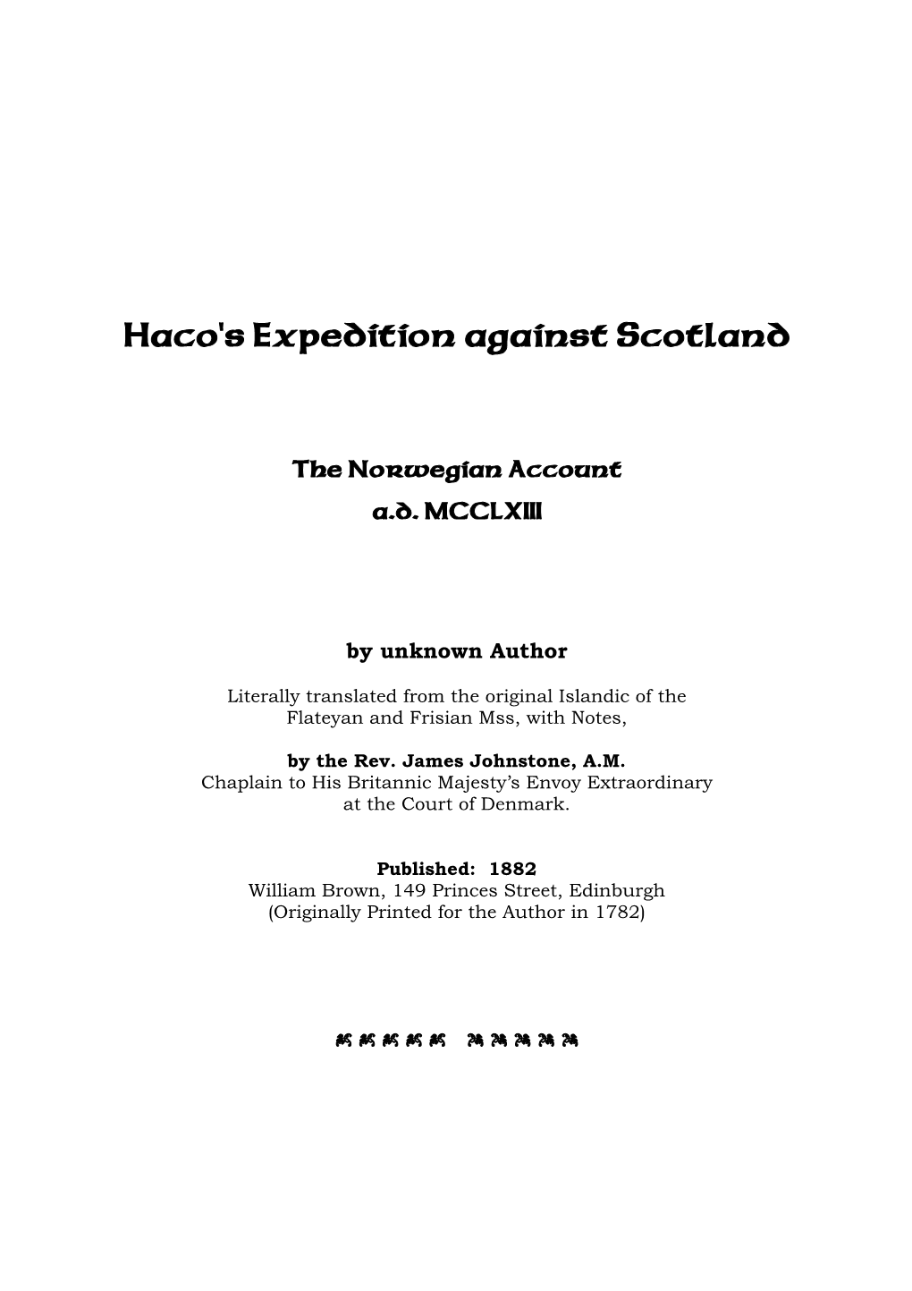 Haco's Expedition Against Scotland