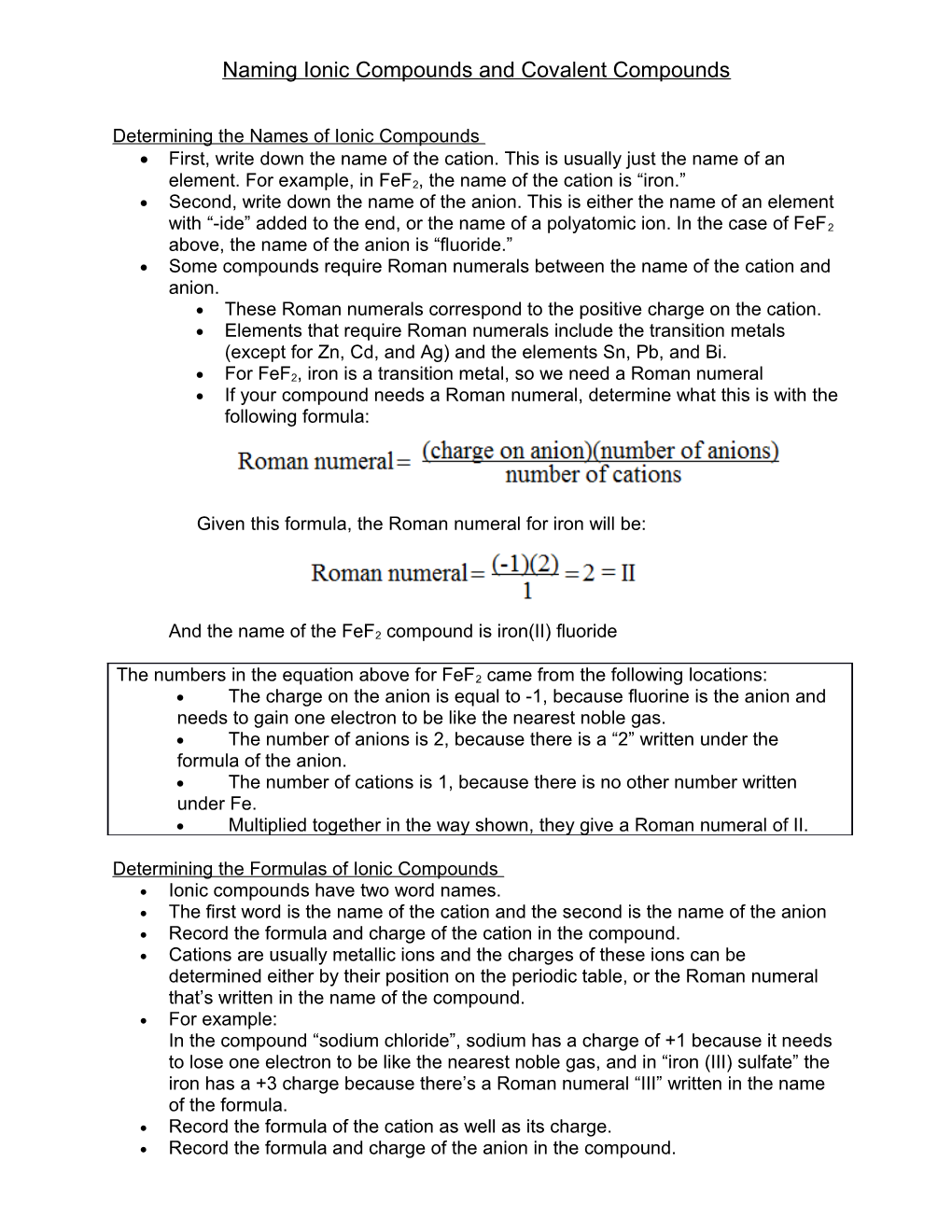 Naming Ionic Compounds and Covalent Compounds