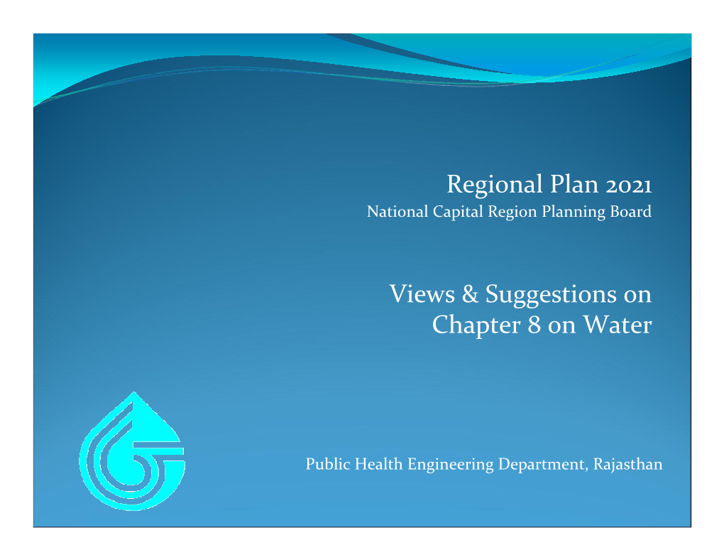 Regional Plan 2021 Views & Suggestions on Chapter 8 on Water