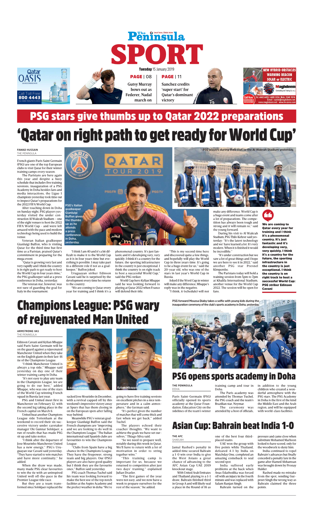 'Qatar on Right Path to Get Ready for World Cup'