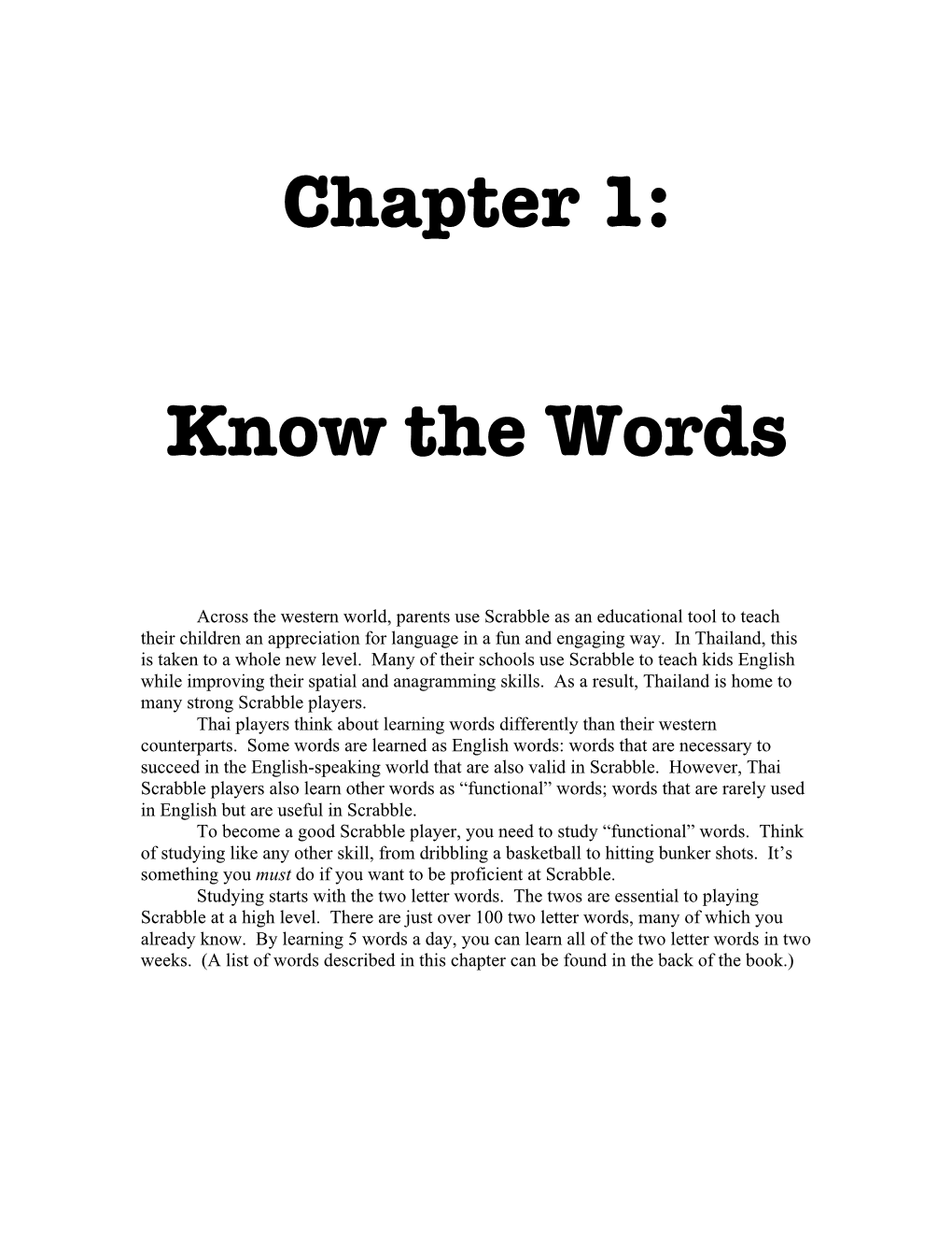 Chapter 1: Know the Words