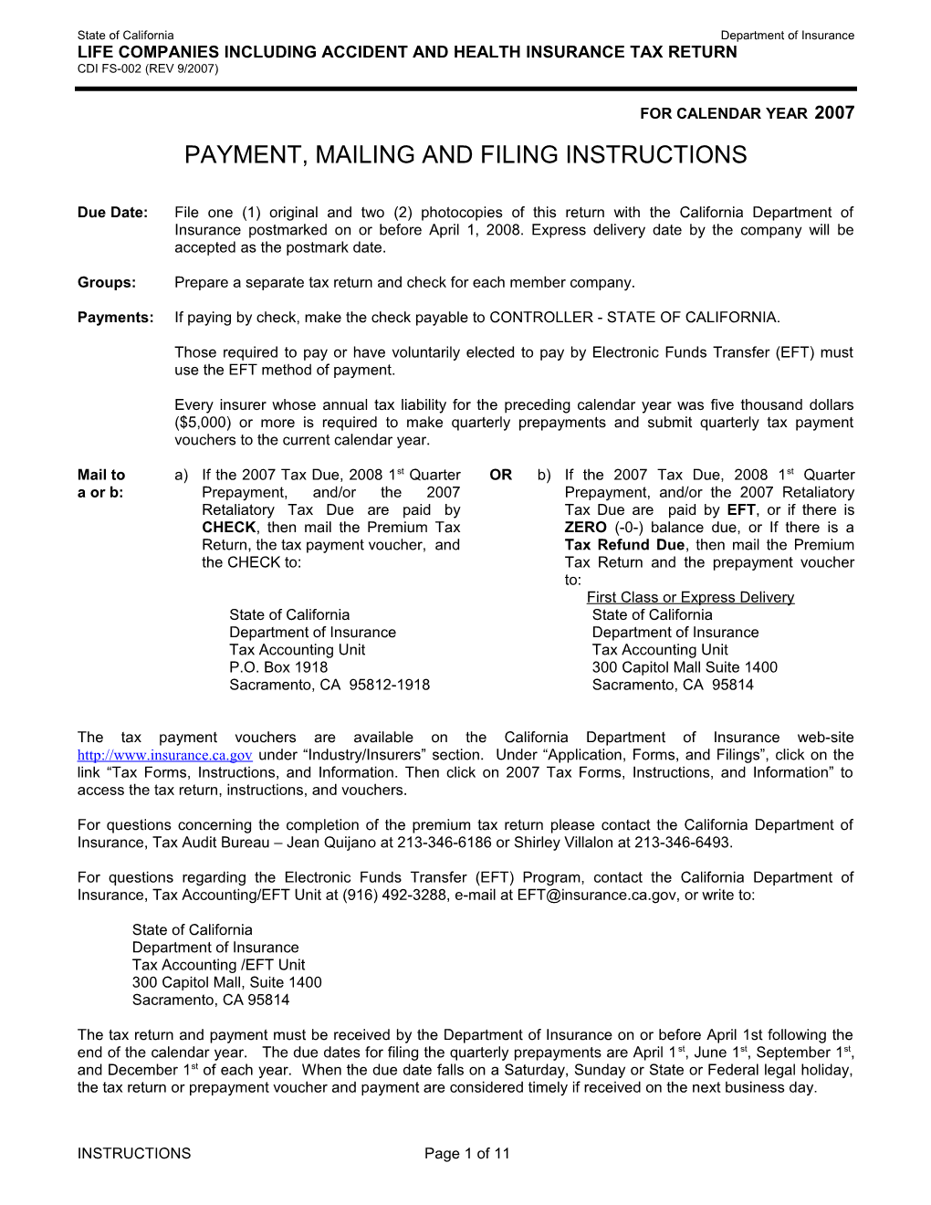 Payment, Mailing and Filing Instructions s3