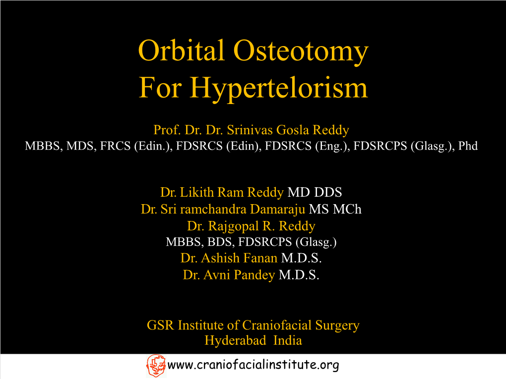Orbital Osteotomy for Hypertelorism