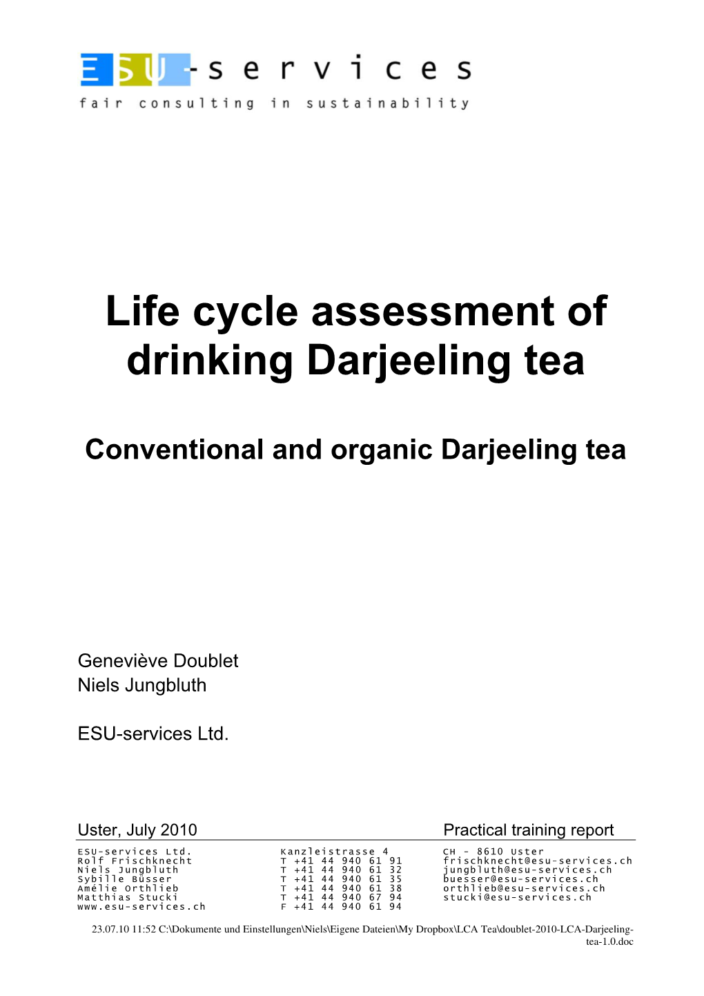 Life Cycle Assessment of Drinking Darjeeling Tea