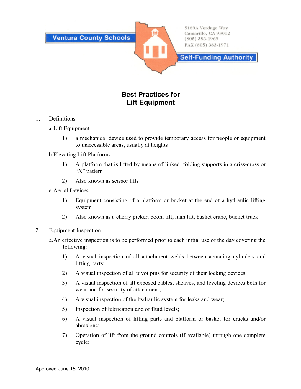 Best Practices for Lift Equipment Page 2