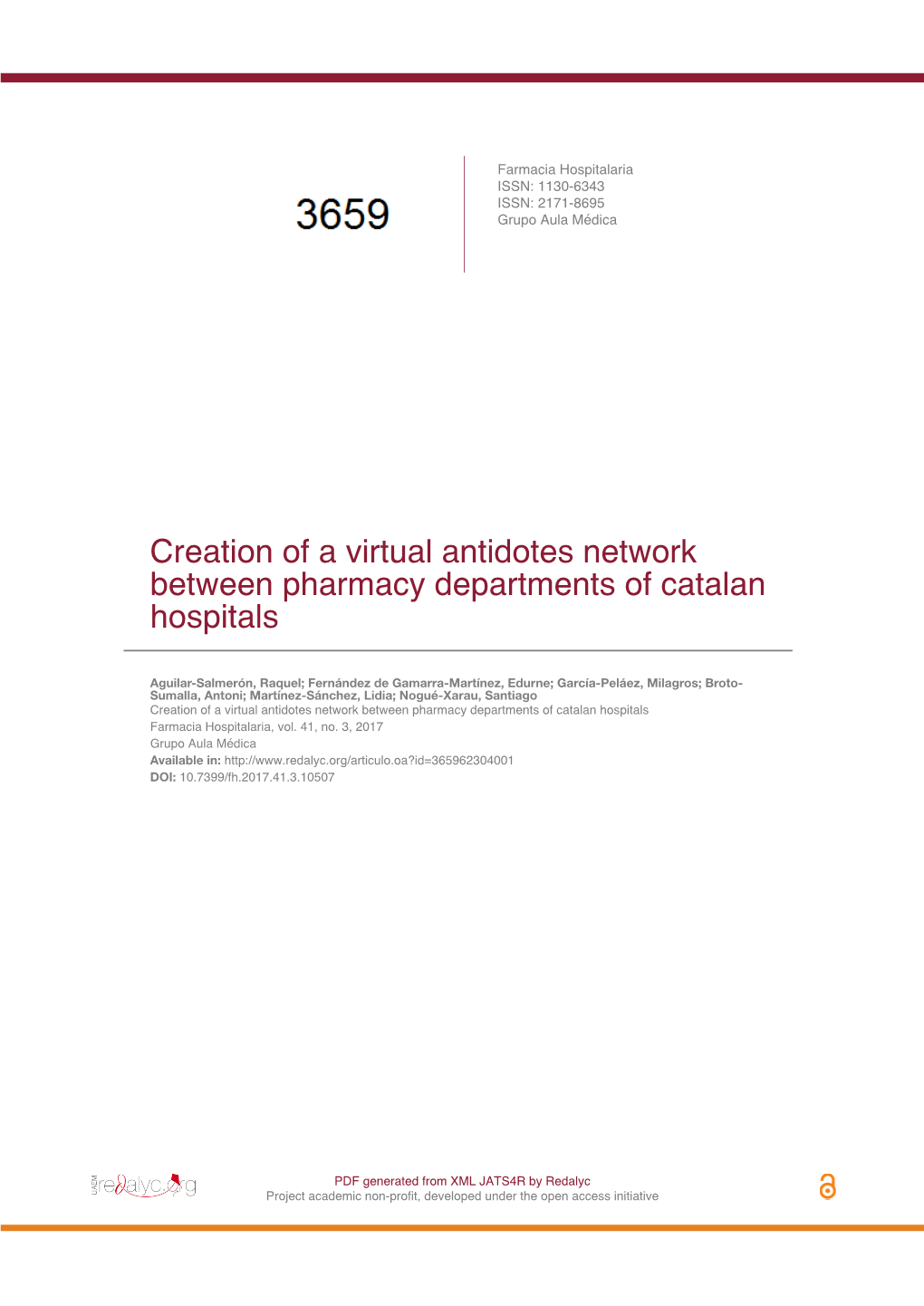 Creation of a Virtual Antidotes Network Between Pharmacy Departments of Catalan Hospitals