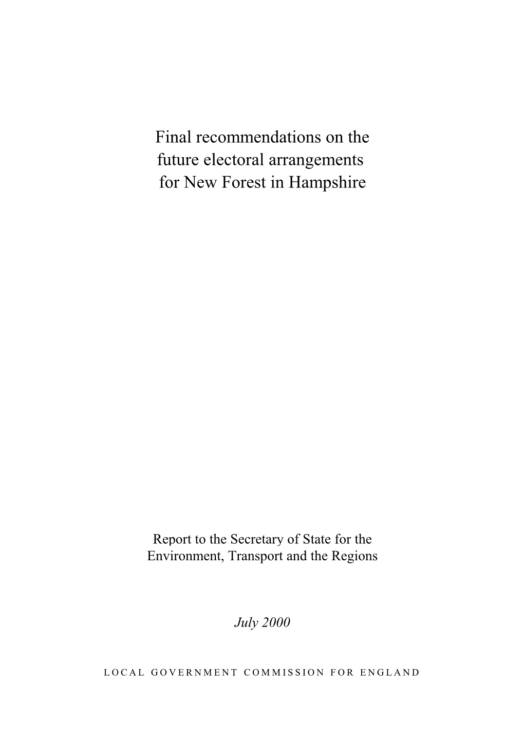 Electoral Boundaries Review Final Report