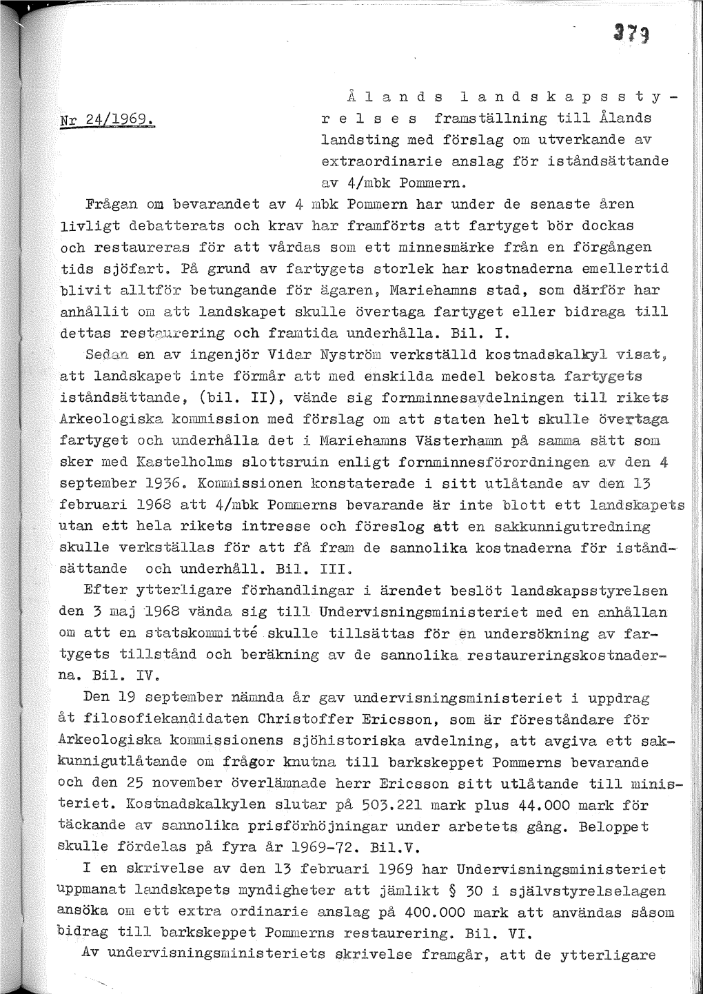 Landskapsstyrelsens Framställning Nr 24/1968-69