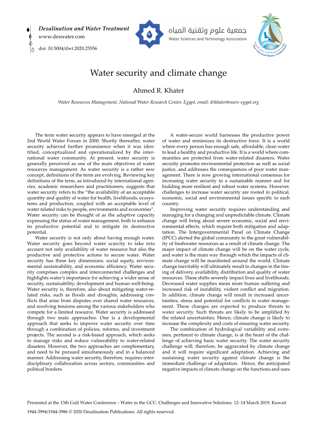 Water Security and Climate Change