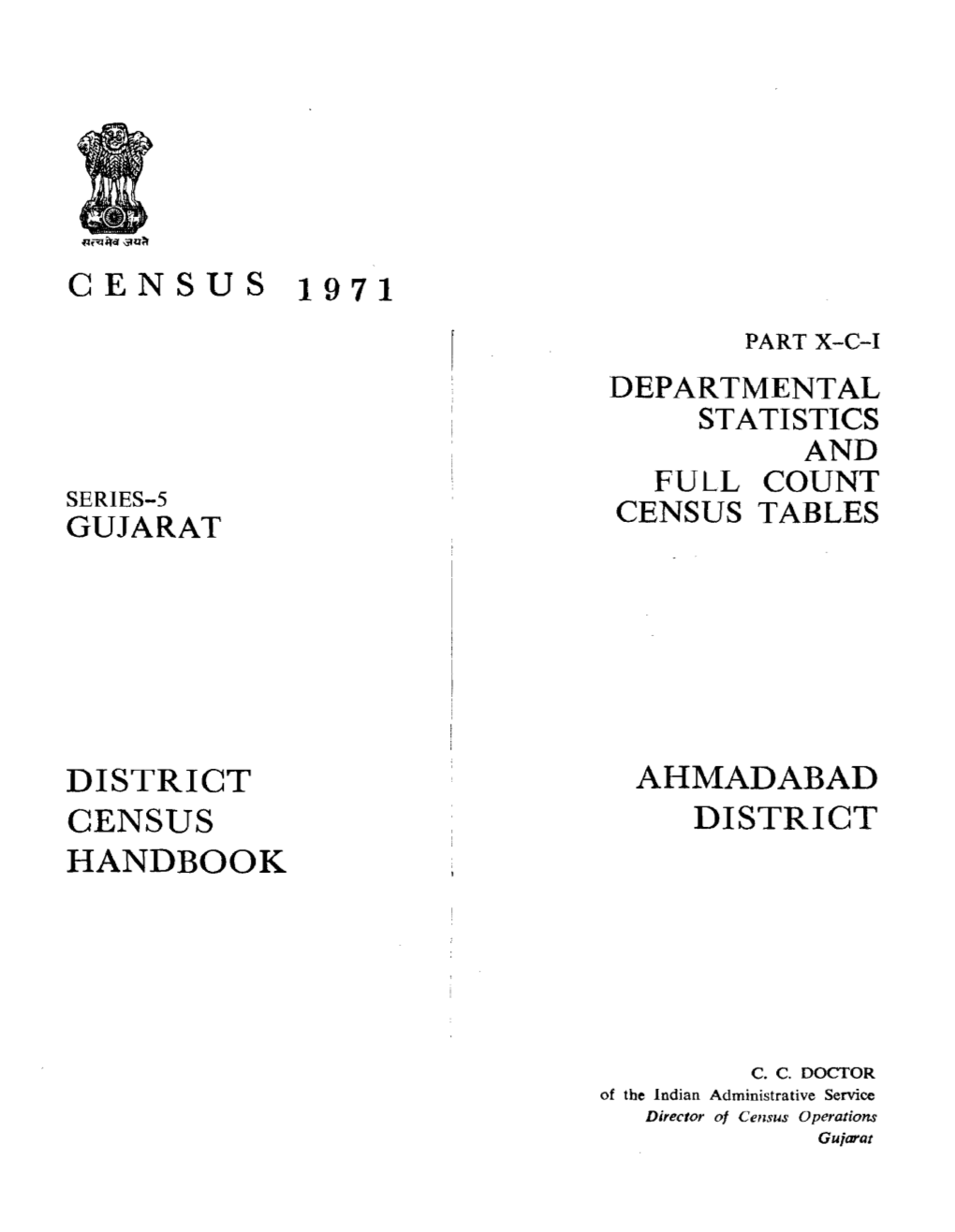 District Census Handbook, Ahmadabad, Part X-C-I, Series-5