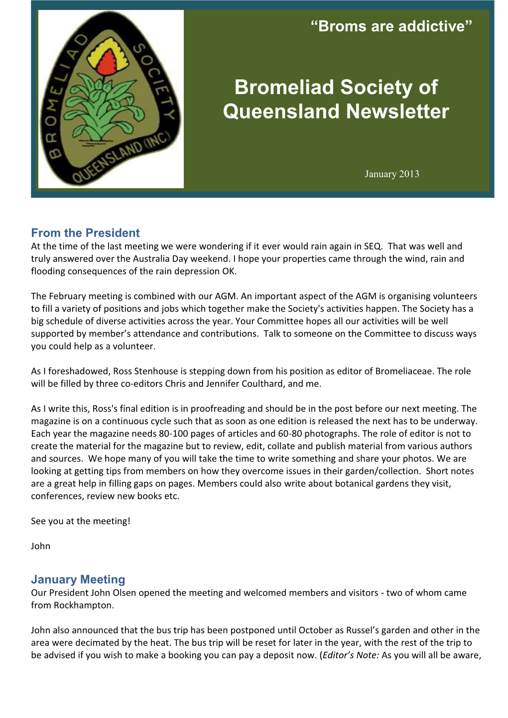 Bromeliad Society of Queensland Newsletter