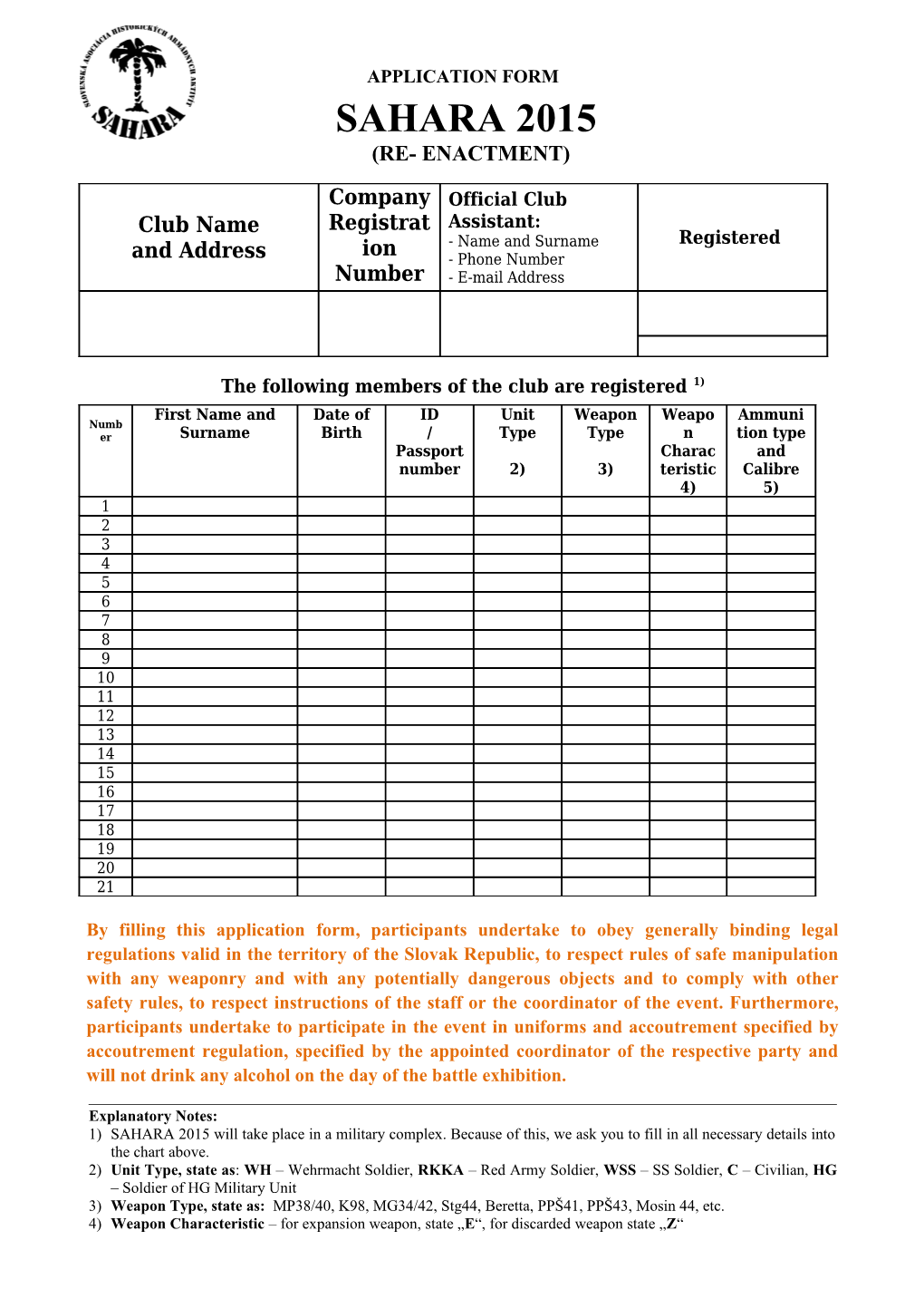 The Following Members of the Club Are Registered 1)