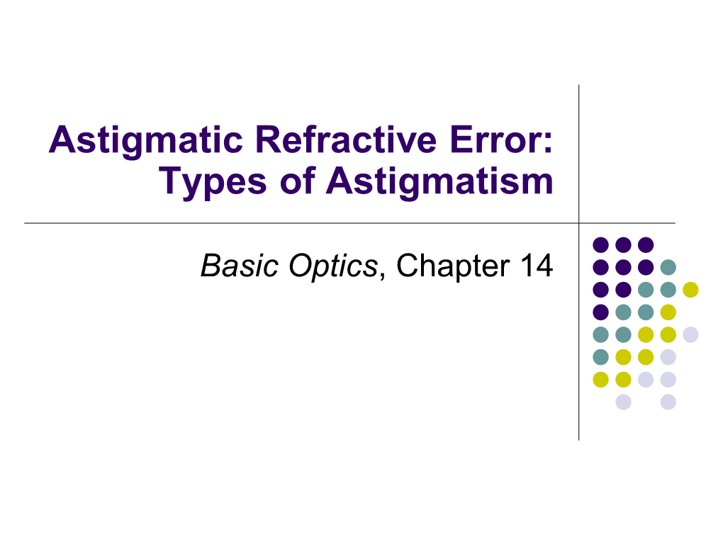 Astigmatic Refractive Error: Types of Astigmatism