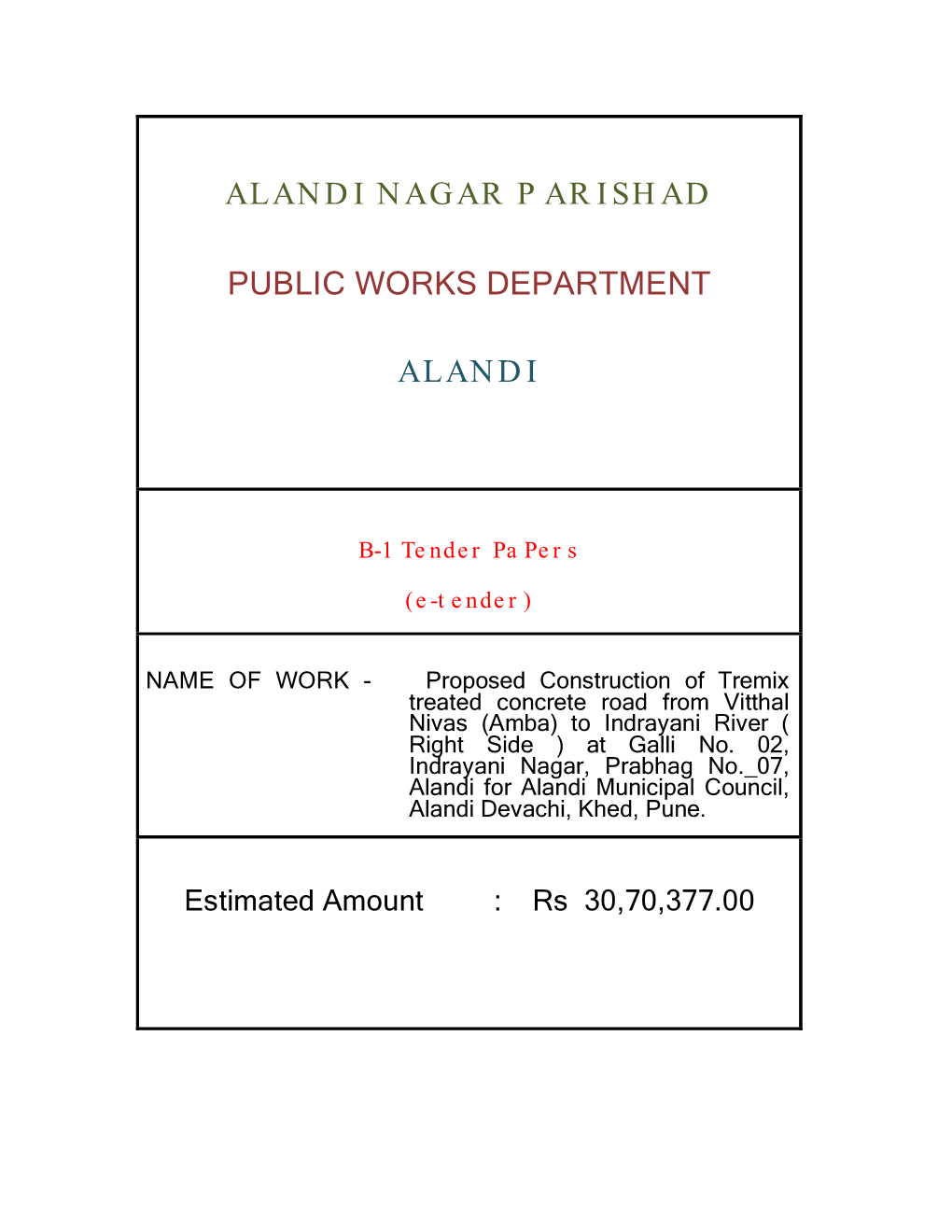 Alandi Nagar Parishad Public Works Department Alandi