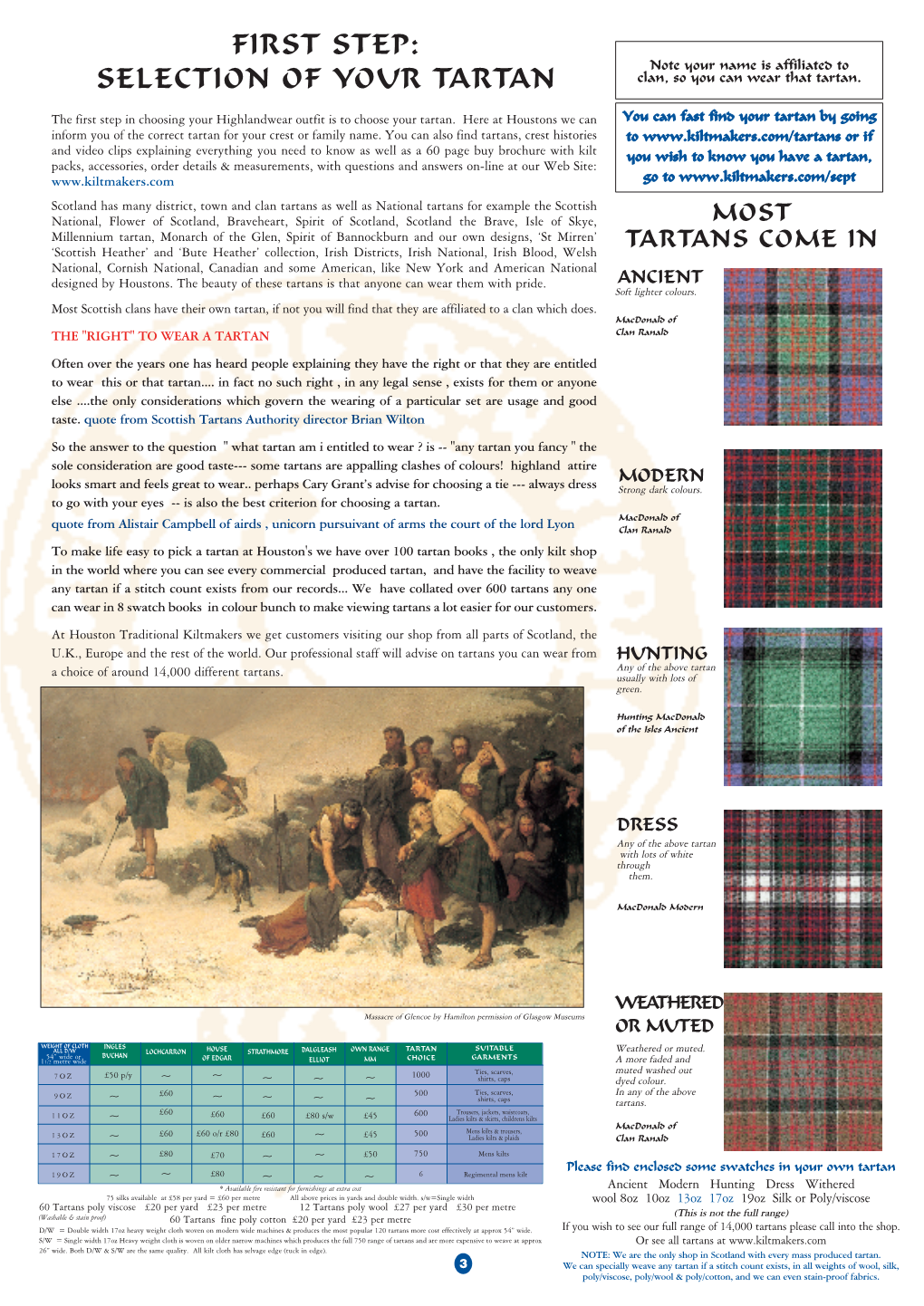 First Step: Selection of Your Tartan