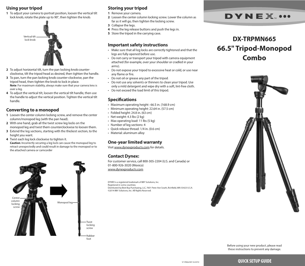 66.5" Tripod-Monopod Combo