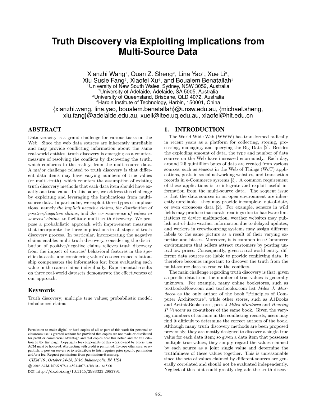 Truth Discovery Via Exploiting Implications from Multi-Source Data