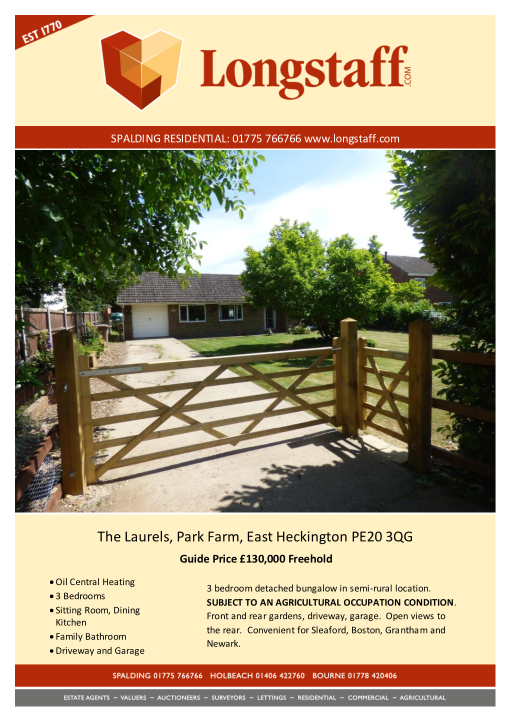The Laurels, Park Farm, East Heckington PE20 3QG Guide Price £130,000 Freehold