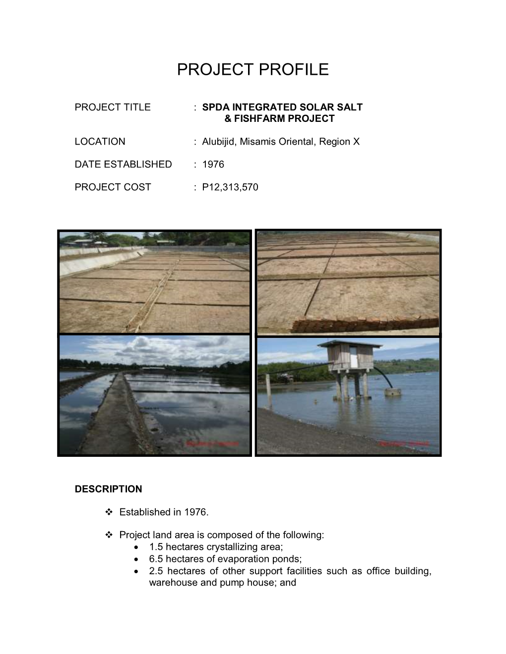 Project Title : Spda Integrated Solar Salt & Fishfarm Project