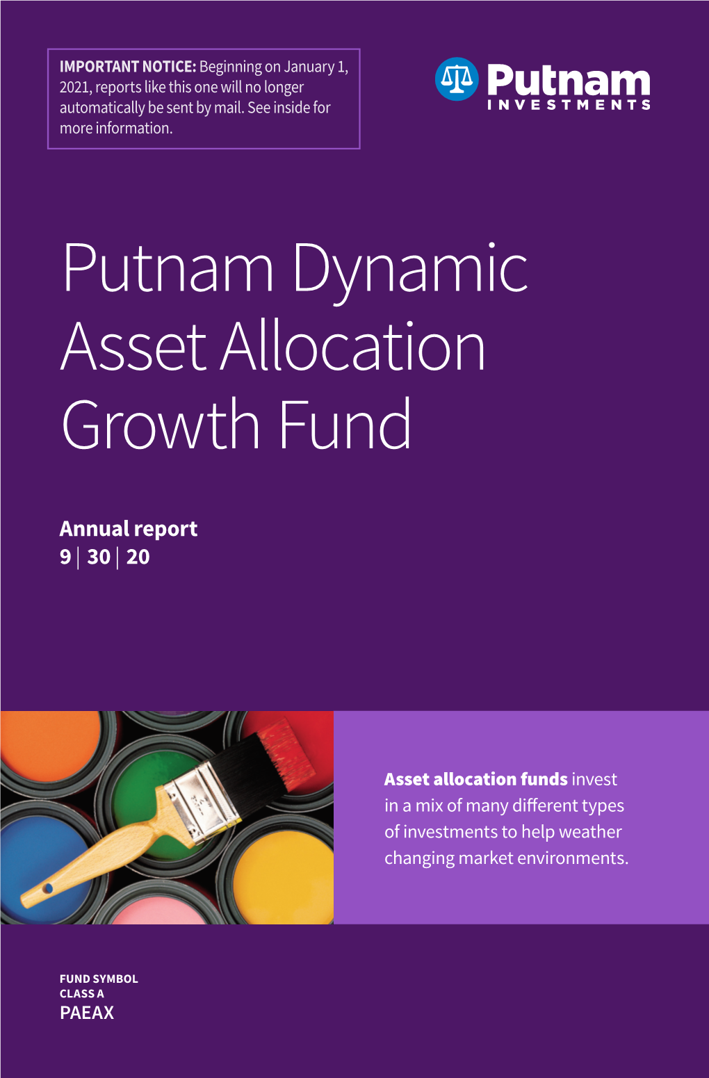 Dynamic Asset Allocation Growth Fund Annual Report 9 | 30 | 20