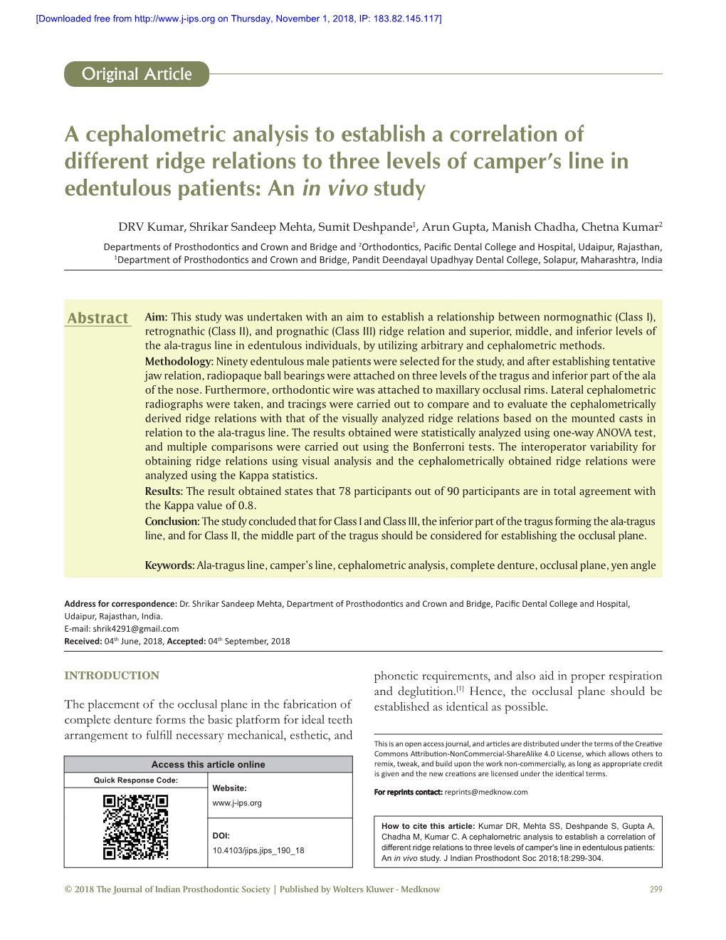 A Cephalometric Analysis to Establish a Correlation of Different Ridge Relations to Three Levels of Camper's Line in Edentulou