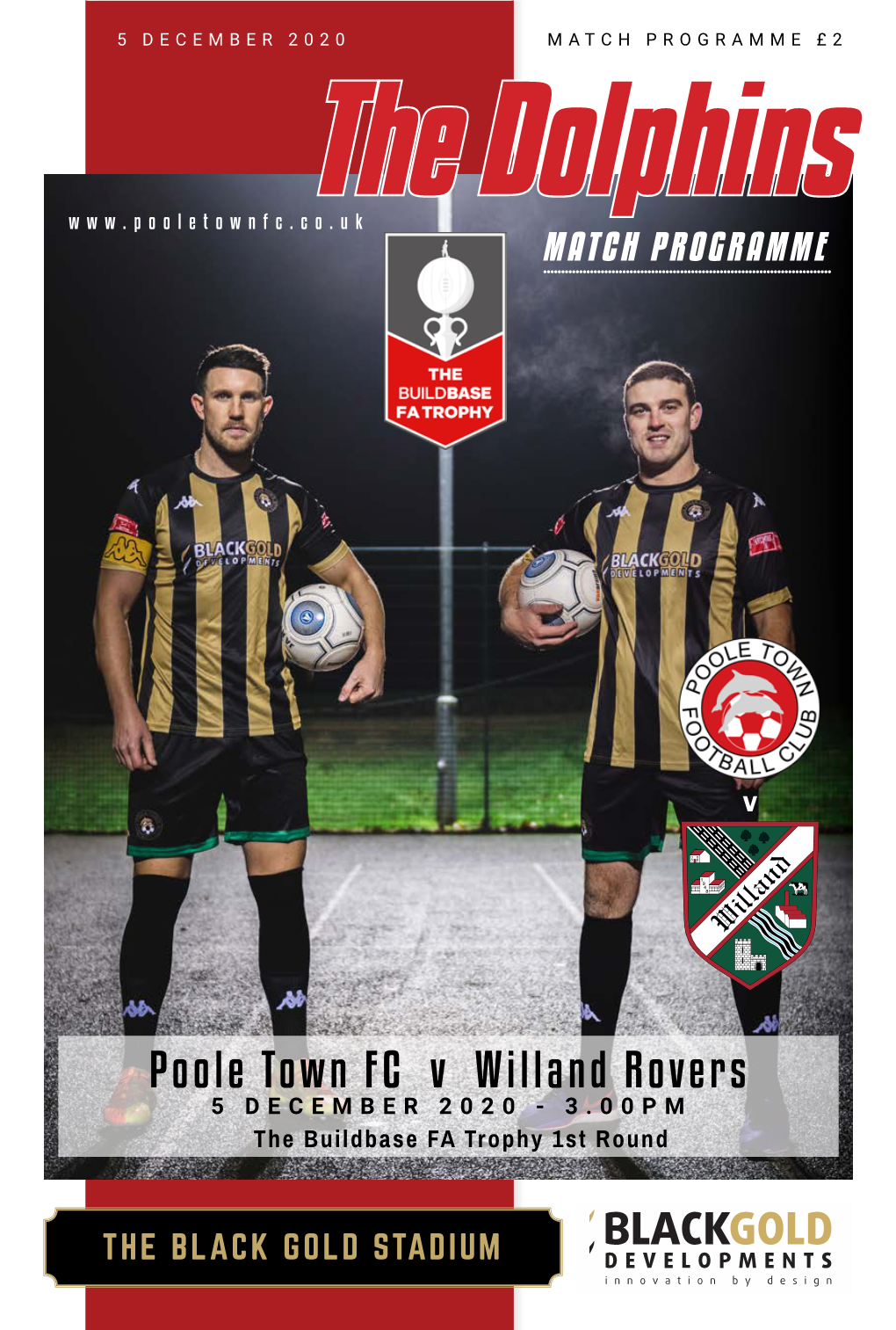 Poole Town FC V Willand Rovers 5 DECEMBER 2020 - 3.00PM the Buildbase FA Trophy 1St Round