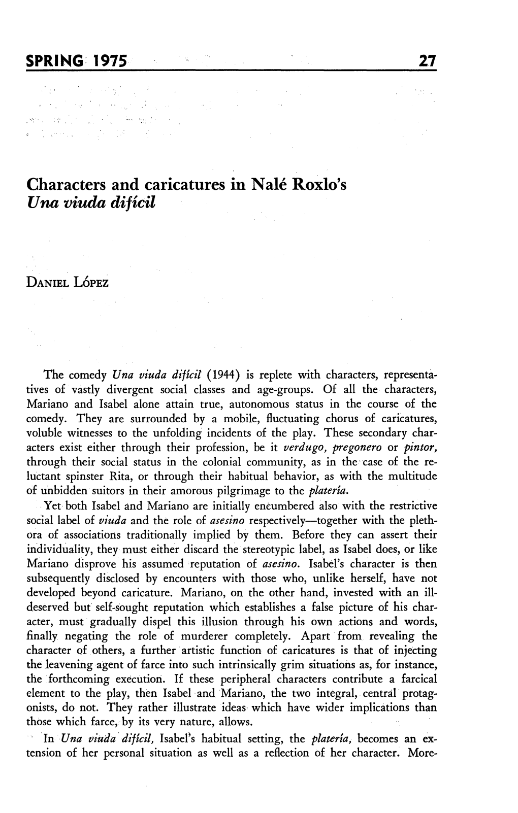 SPRING 1975 Characters and Caricatures in Nalé