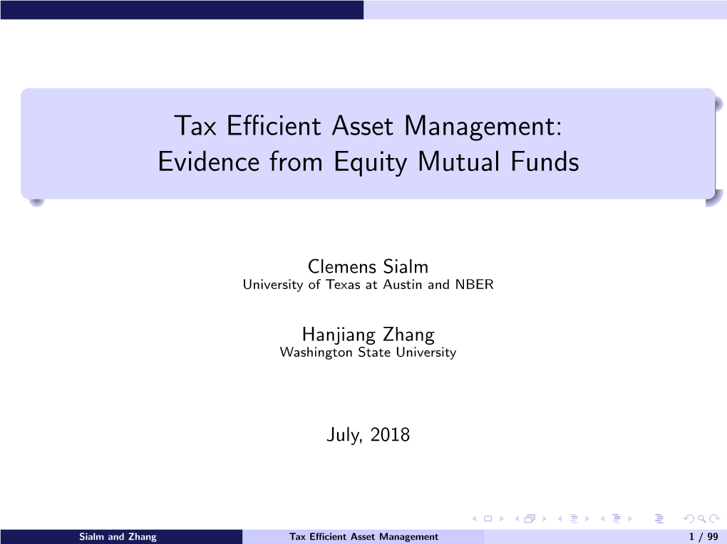 Tax Efficient Asset Management: Evidence from Equity Mutual Funds