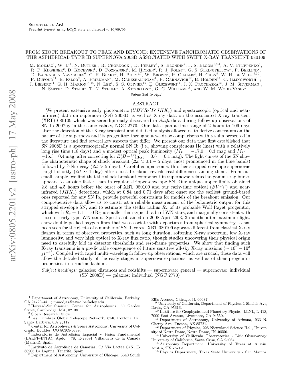 Arxiv:0805.2201V2 [Astro-Ph] 17 May 2008 A97031;Mojzatobree.D