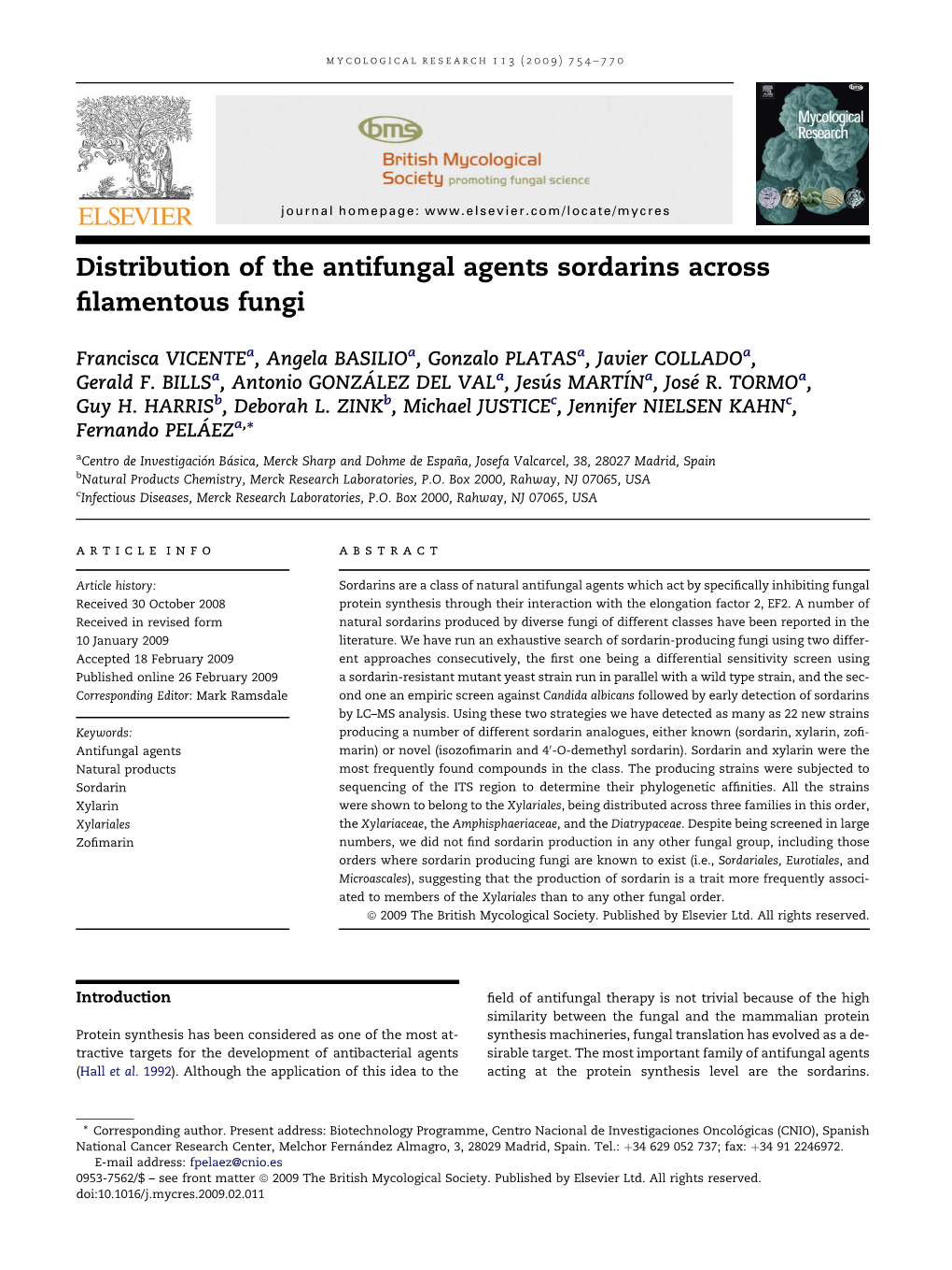 Distribution of the Antifungal Agents Sordarins Across Filamentous Fungi