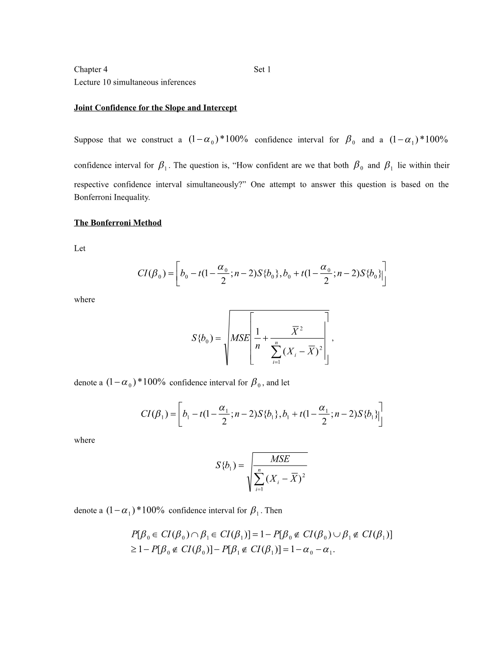 Joint Confidence for the Slope and Intercept