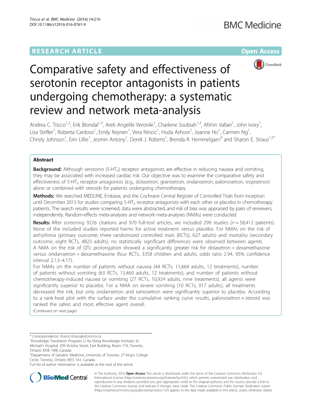 Comparative Safety and Effectiveness of Serotonin Receptor Antagonists in Patients Undergoing Chemotherapy: a Systematic Review and Network Meta-Analysis Andrea C