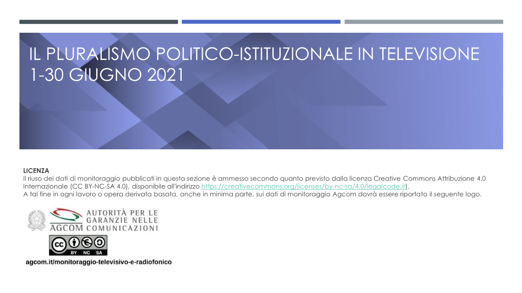 Il Pluralismo Politico-Istituzionale in Televisione 1-30 Giugno 2021