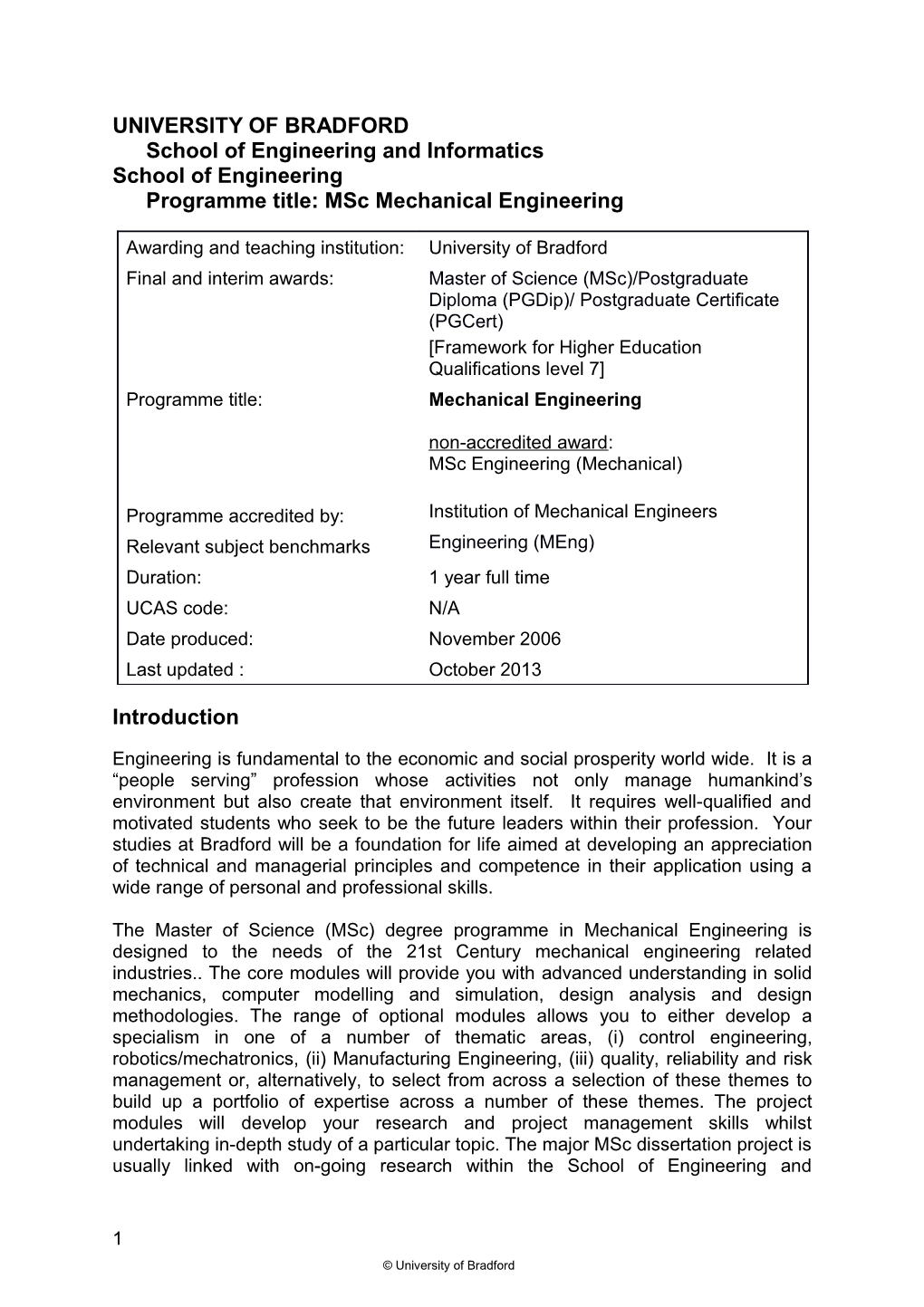 UNIVERSITY of Bradfordschool of Engineering and Informatics