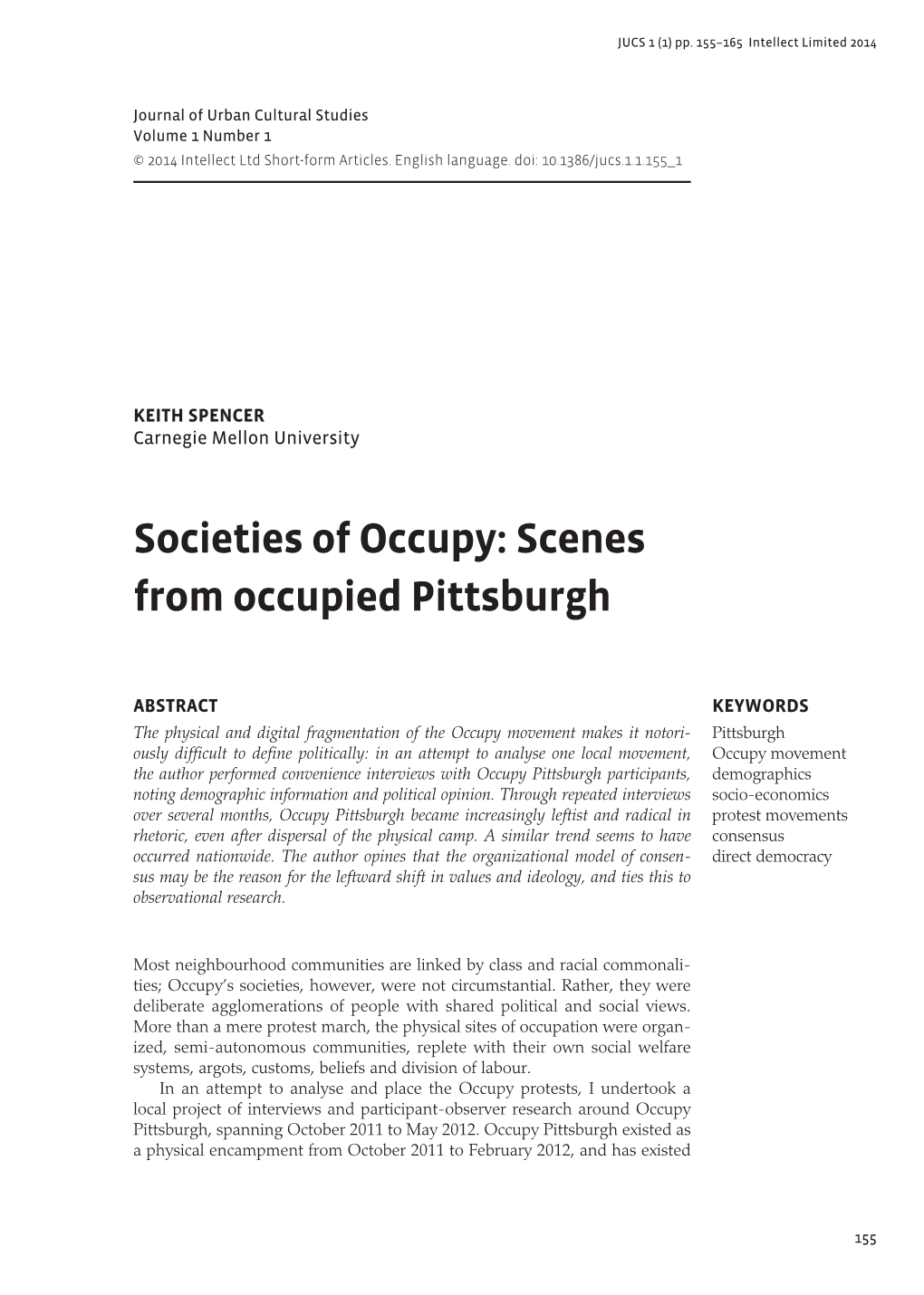 Societies of Occupy: Scenes from Occupied Pittsburgh