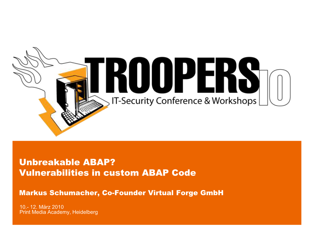 Vulnerabilities in Custom ABAP Code