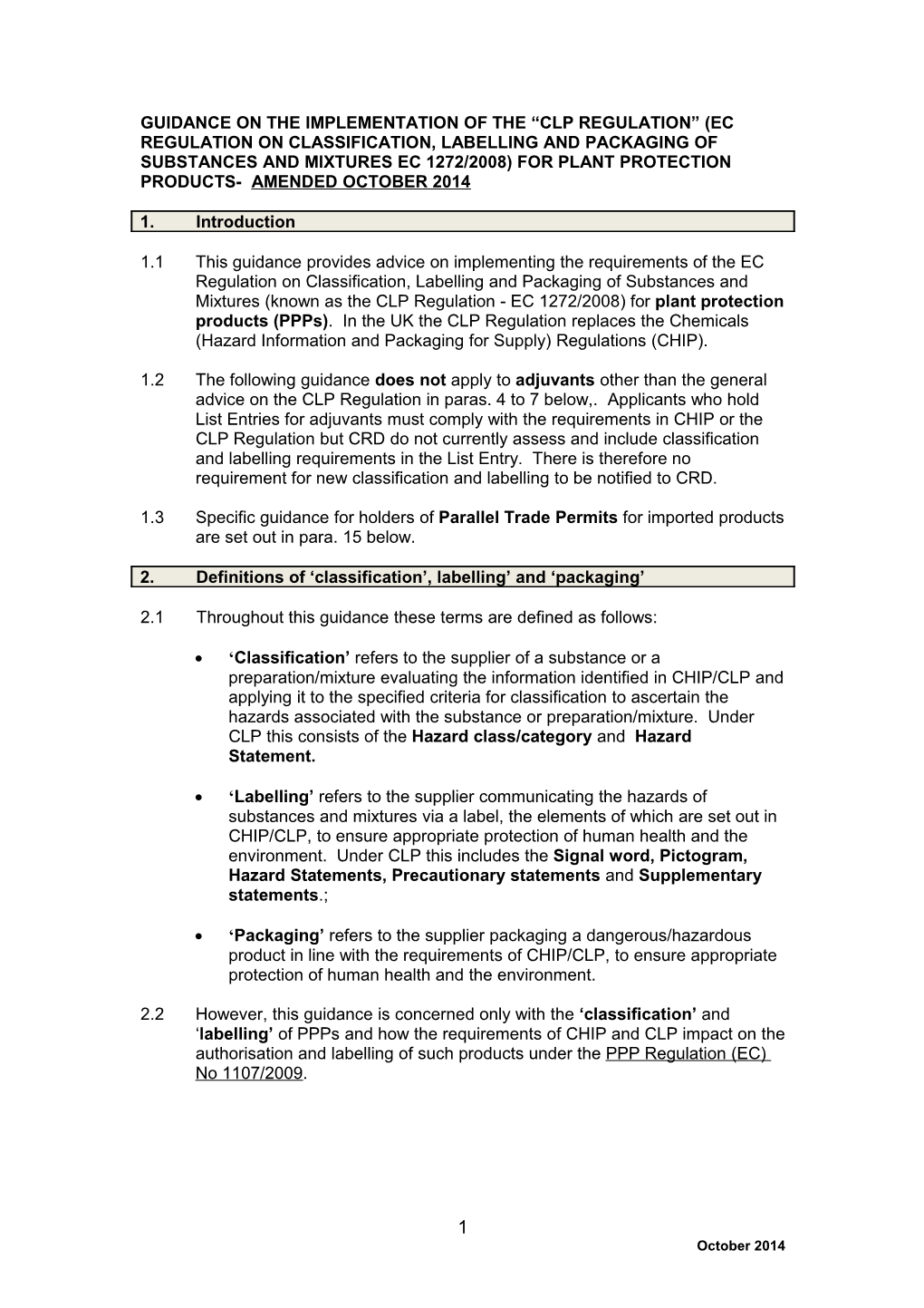 Guidance on the Implementation of the Clp Regulation (Ec Regulation on Classification